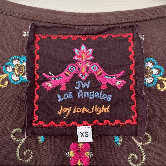 Johnny Was JWLA Joy Love Light Brown Multicolor Floral Embroidered Top Size XS - Picture 3 of 7